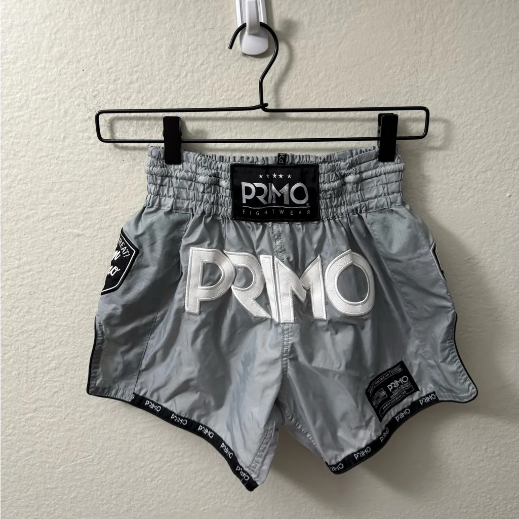 PRIMO Fight Muay Thai Shorts Super Nylon Hammerhead Grey Size S Athletic Gray - Image 2