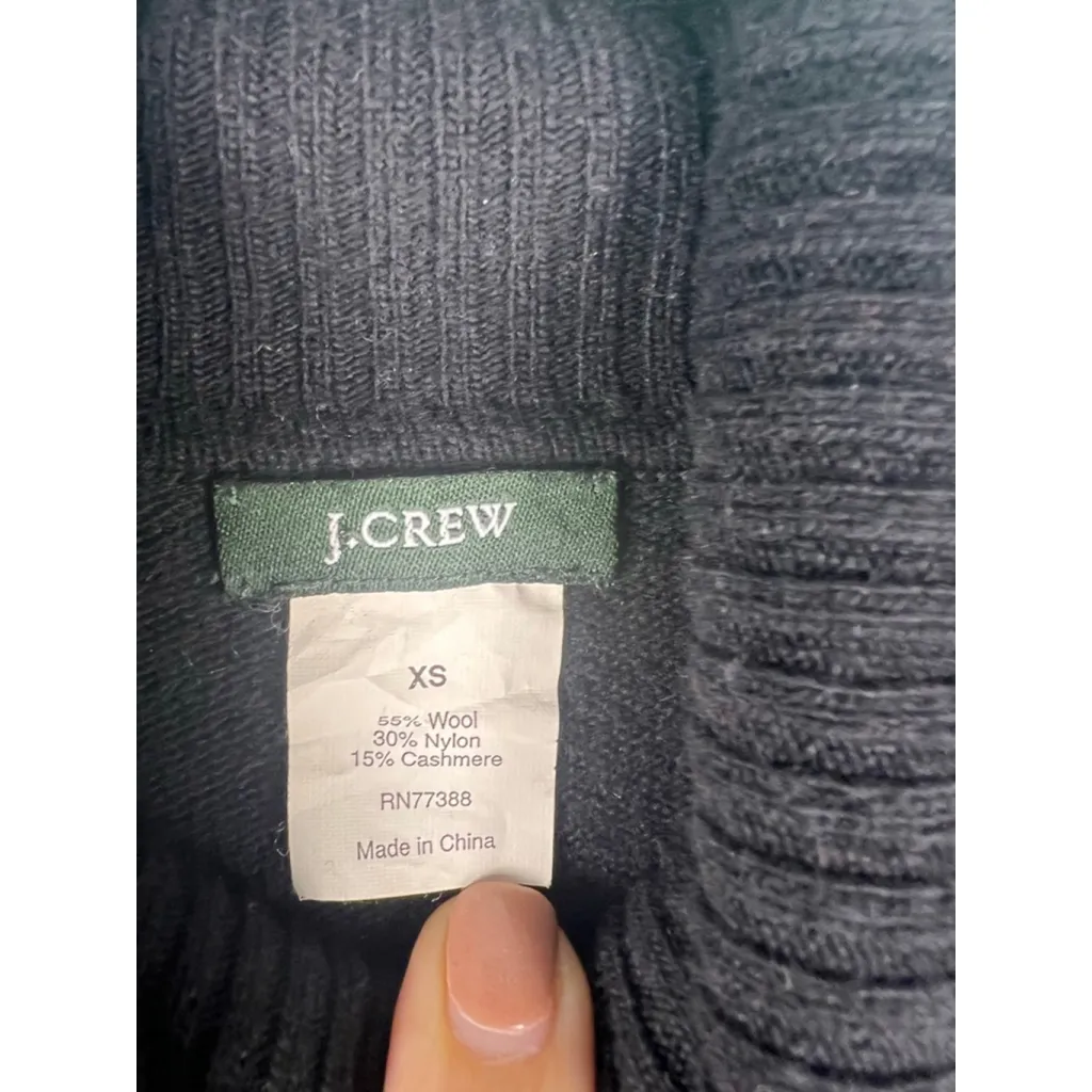 J.Crew Wool Cashmere Turtleneck Sweater Dress XS Black | Long Sleeve Knit with P - Image 2