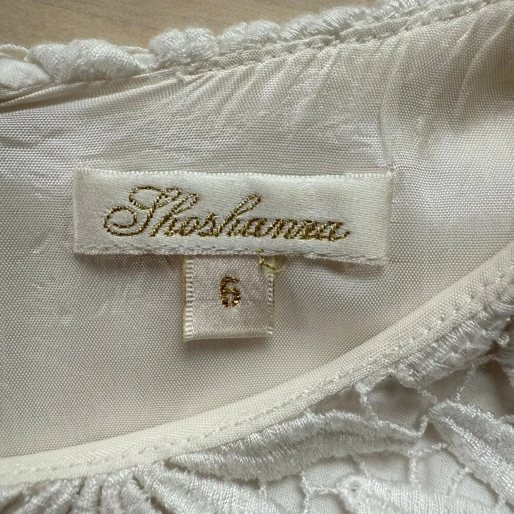 Shoshanna Floral Lace Sheath Cocktail Dress Short Sleeves Black and White,‎ Sz 6 - Image 3