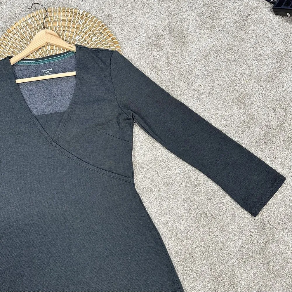 Horny Toad Shift Dress Tencel Gray Long Sleeves Knee Length V-Neck Size M - Image 4