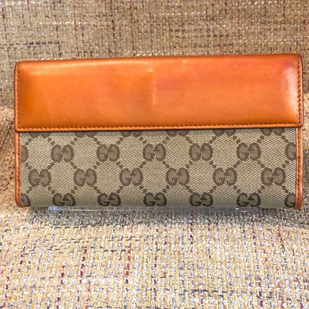 GUCCI GG Monogram Canvas & Leather Heart Clasp Full Length Continental Wallet - Image 2