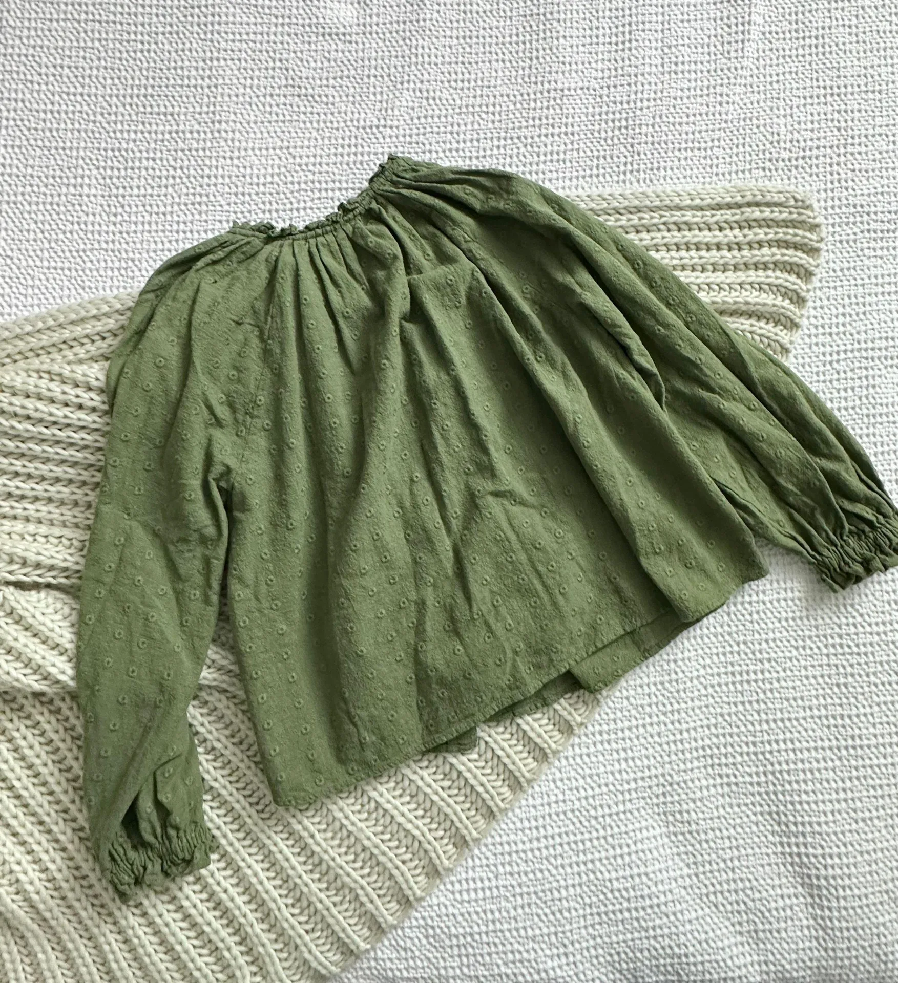 Embroidered Olive Green Long Sleeve blouse - Image 6