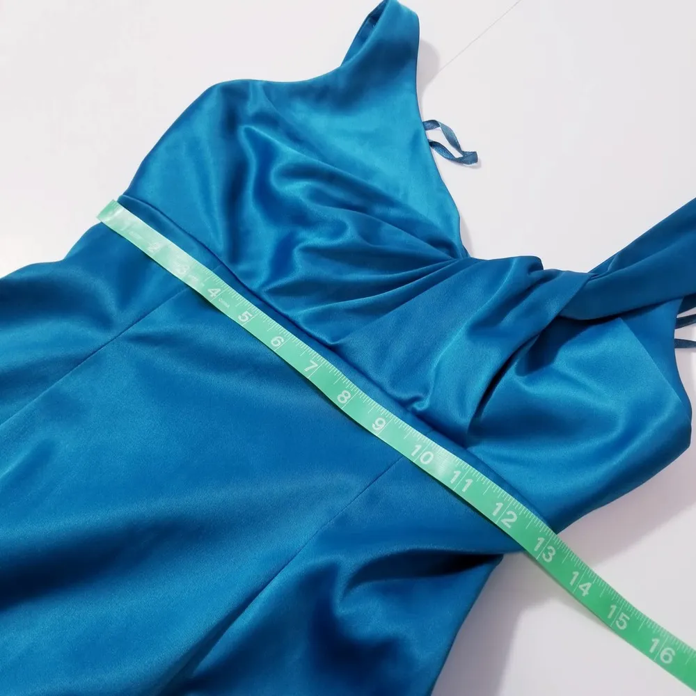 Eliza J New York Knot Sateen Sheath Teal Cocktail Dress - Image 7