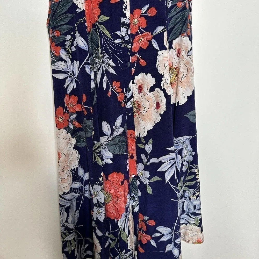 Yumi Kim Silk Pretty Woman Midi Dress in Rainforest Navy Women's Pockets Size S - Image 7