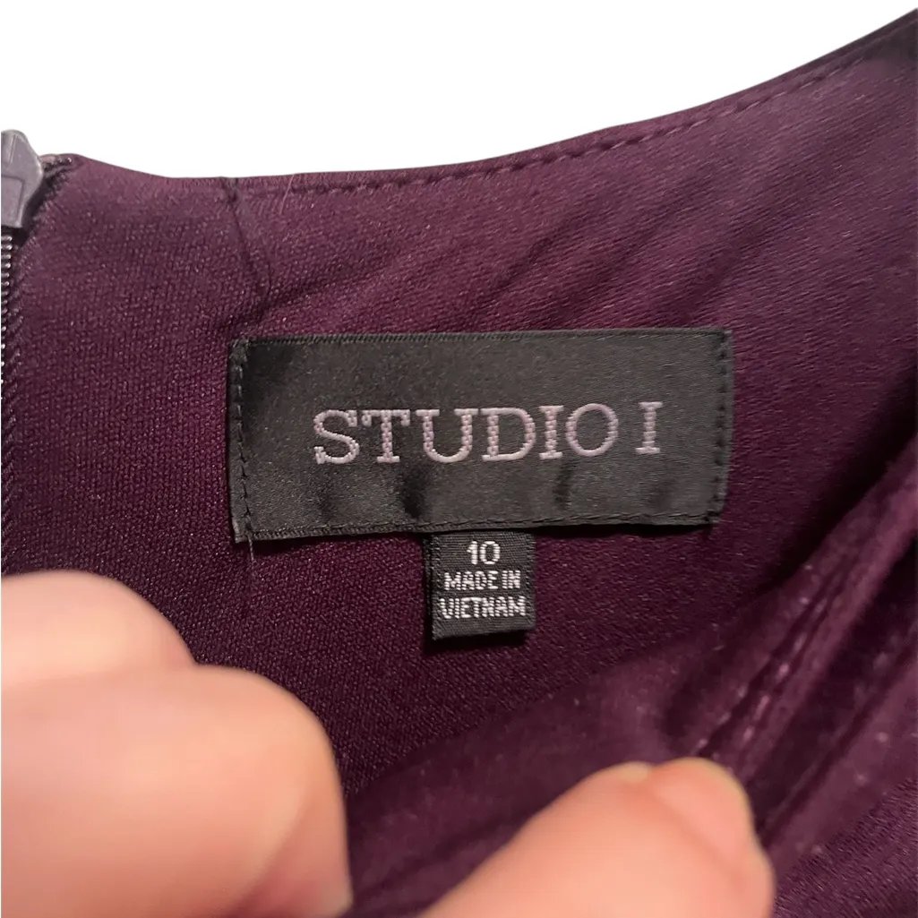 Studio I Deep Purple Mini Dress with side top bow size 10 - Image 4