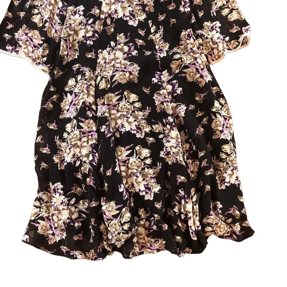 NEW byTiMo Delicate Flared Dress Palace Black Purple Floral Size M - Image 9