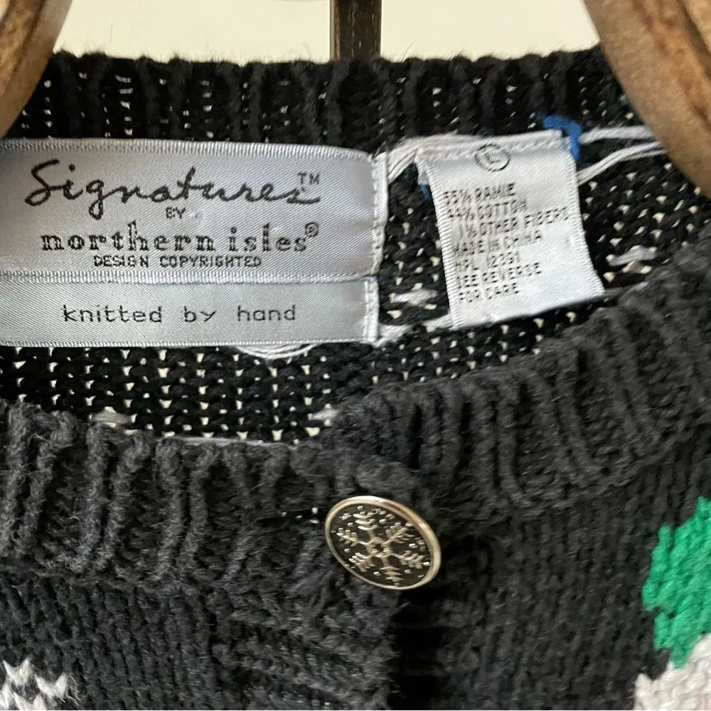 Vintage Northern Isles Signature Santa Christmas Button Cardigan L Black Size L - Image 10