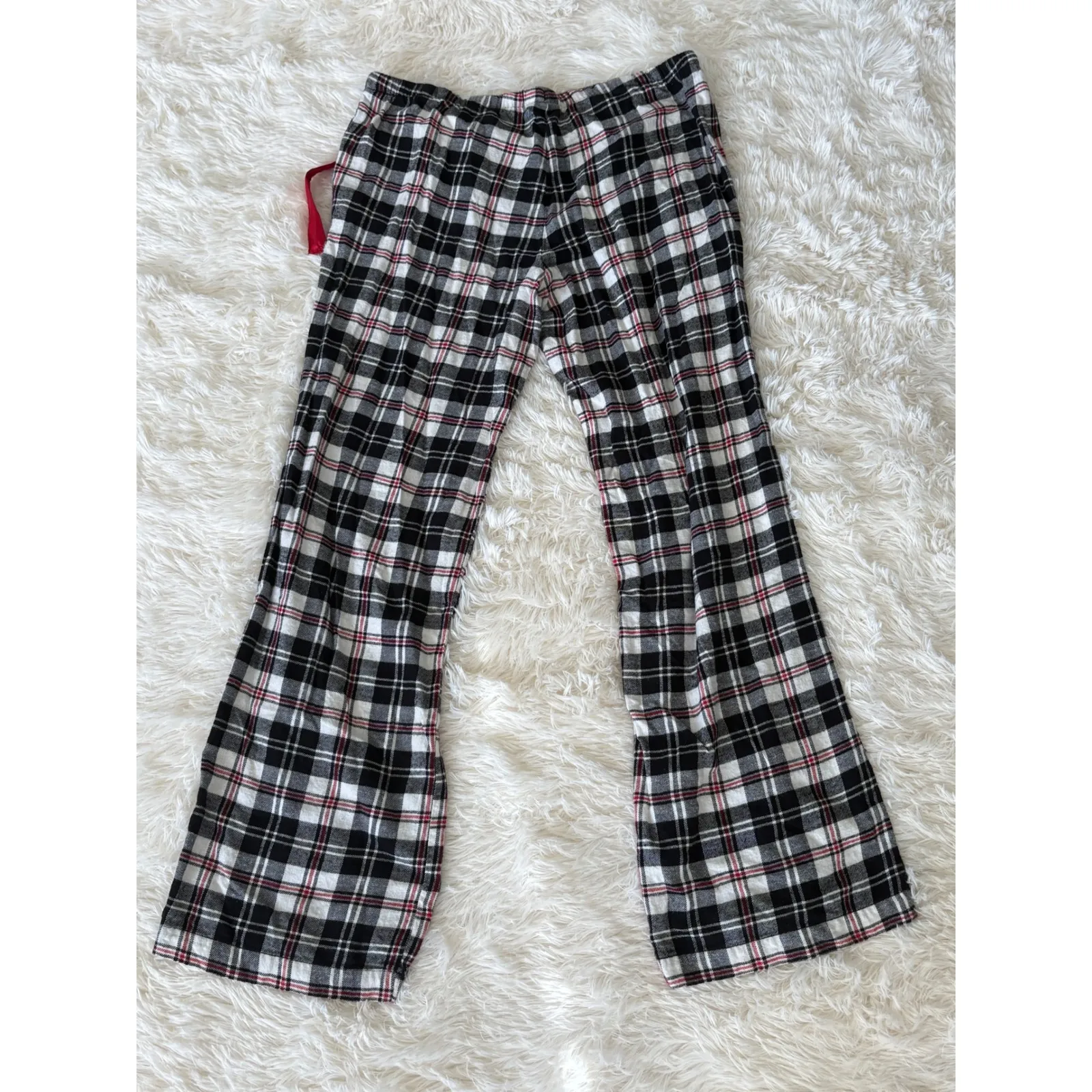 Allison Rhea Plaid Pajama Pants Lounge Sleepwear Heart Patch‎ Womens L Black Size L - Image 2