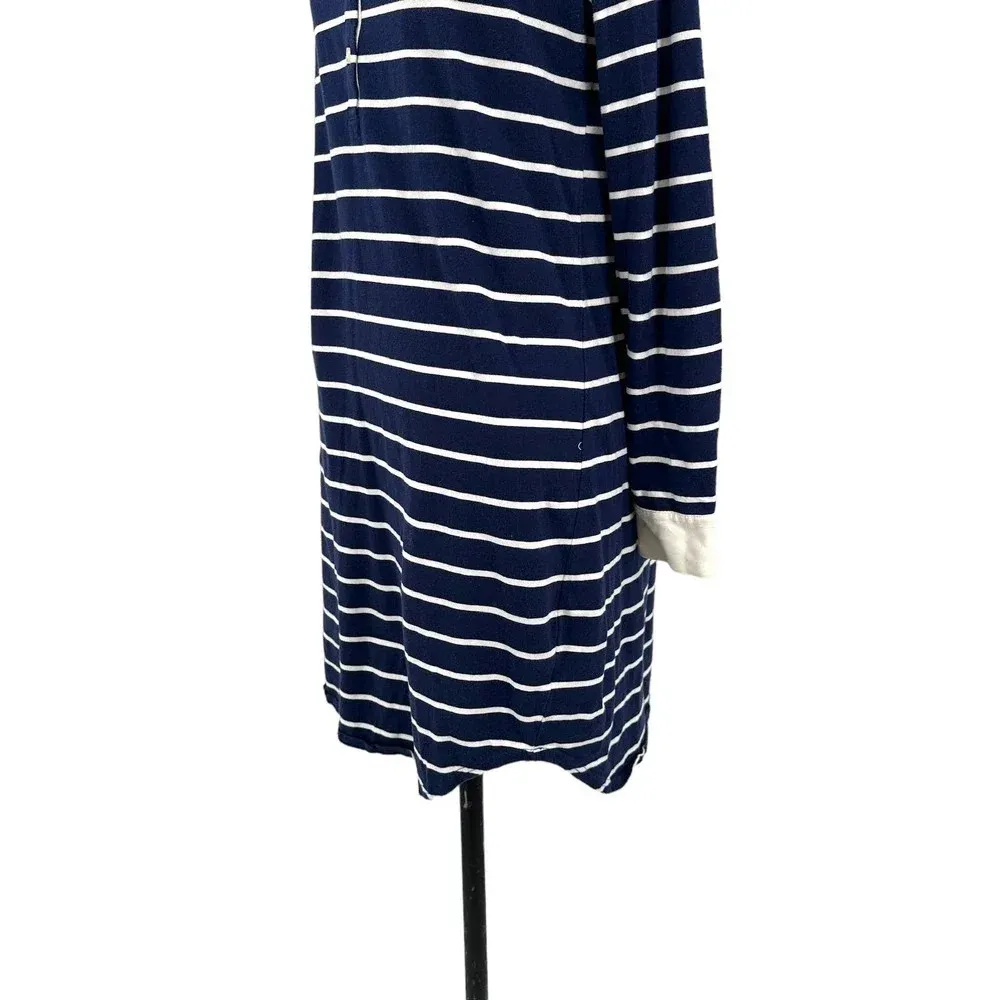 Coolibar Navy Blue Striped Polo‎ Long Sleeve Tunic Dress Size Small - Image 6