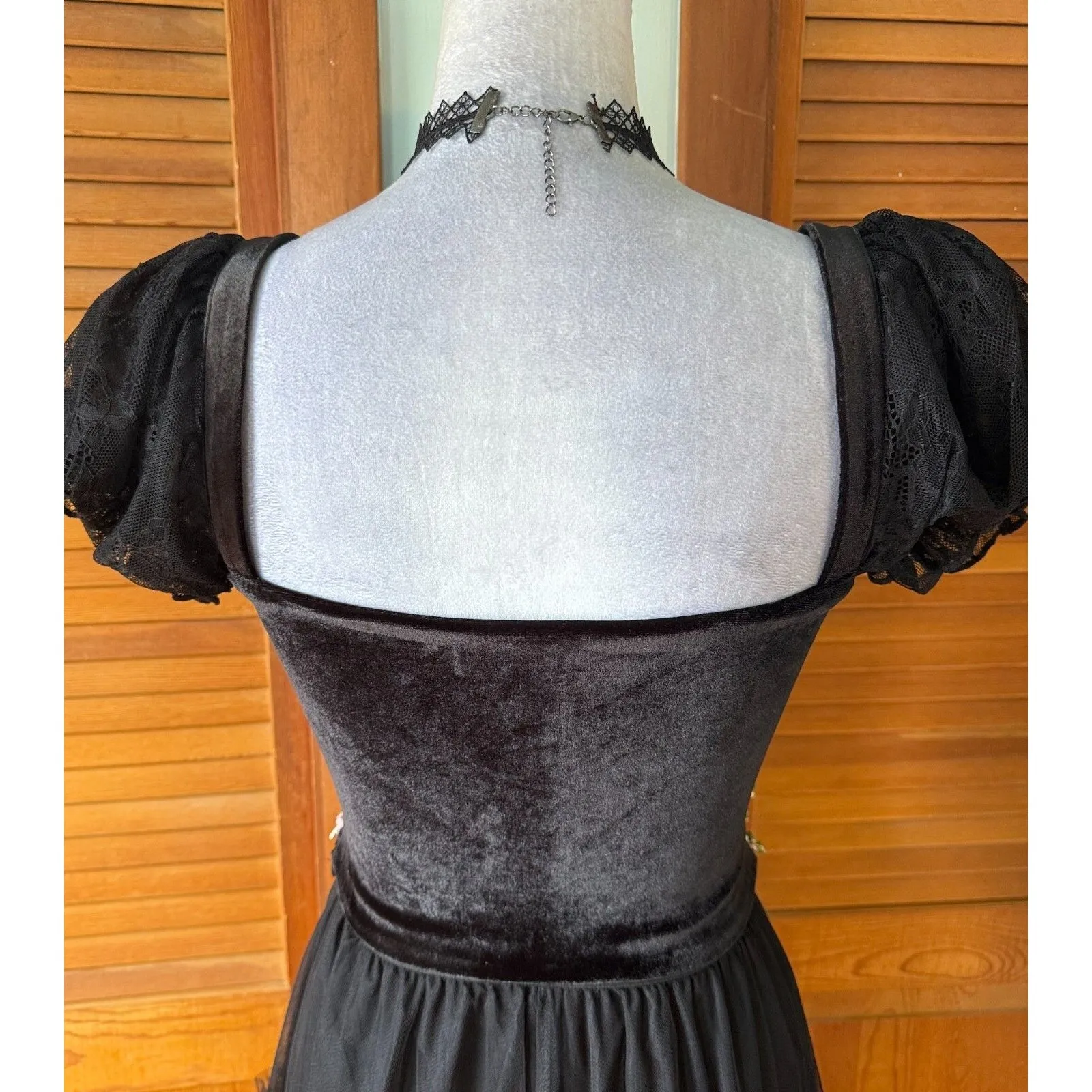 Dolls Kill Gothic Victorian Dark Fairycore Black Velvet Lace Tulle Outfit Set XS - Image 12