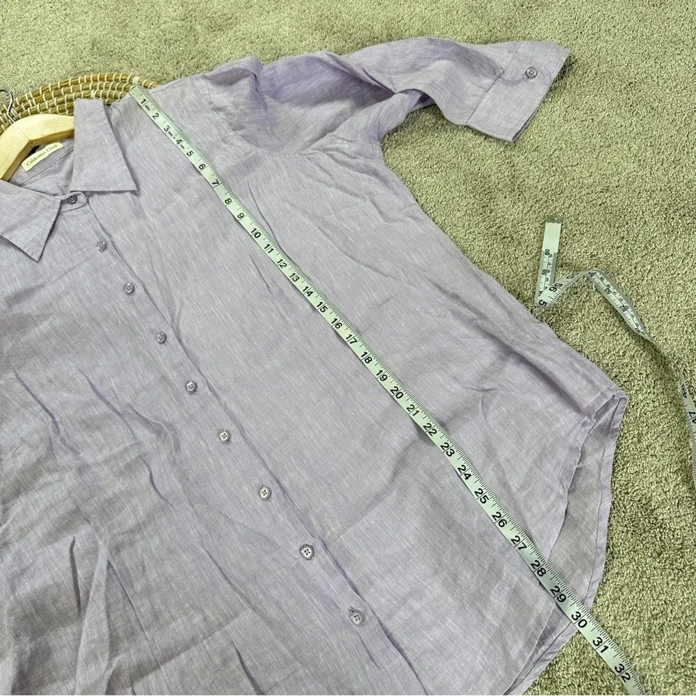 Coldwater Creek Women’s 100% Linen Button Down Shirt 3/4 Sleeve in Purple 2X - Image 11