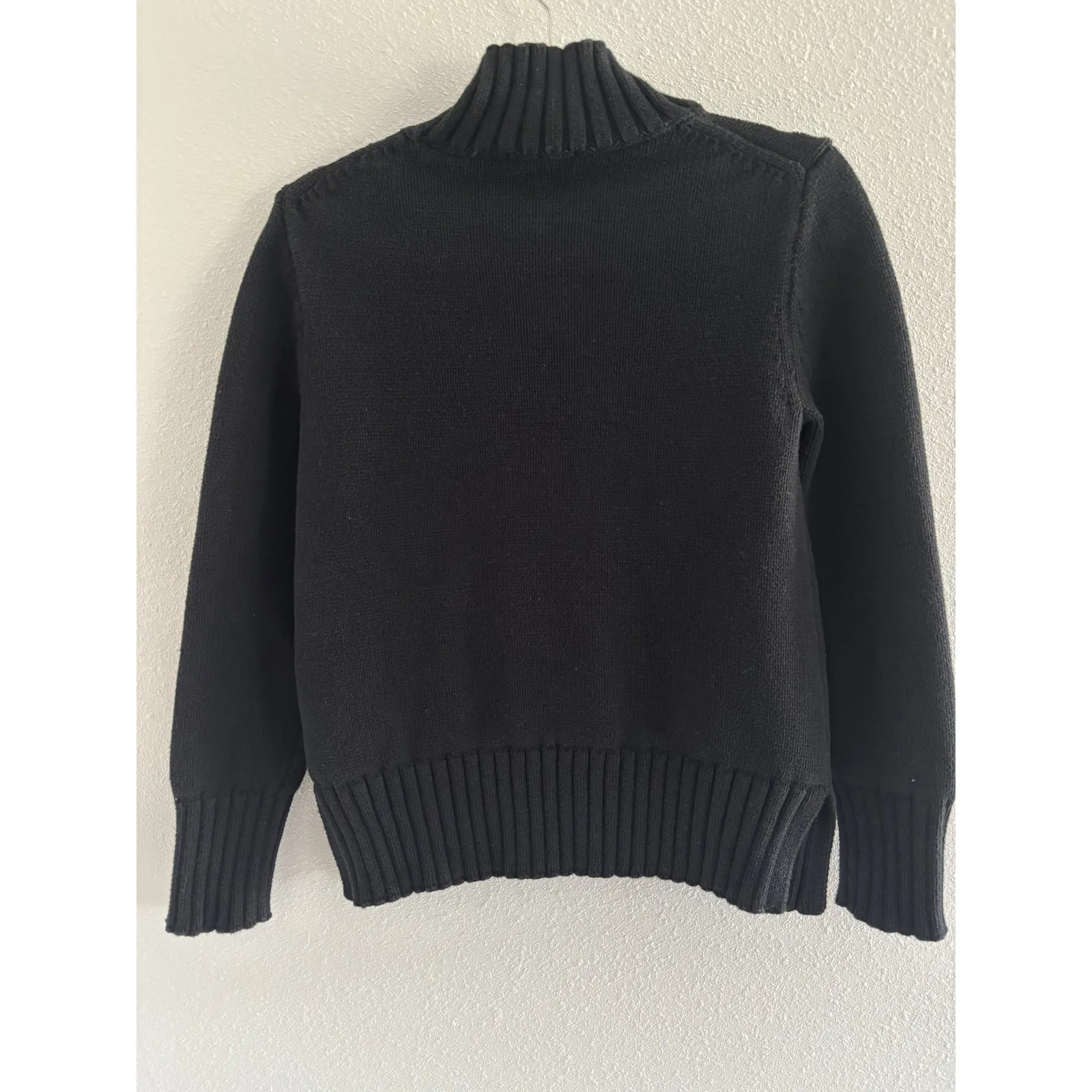 J Crew Sweater Womens XS Black Chunky Rib Knit Turtleneck Classic Thick Preppy - Image 2