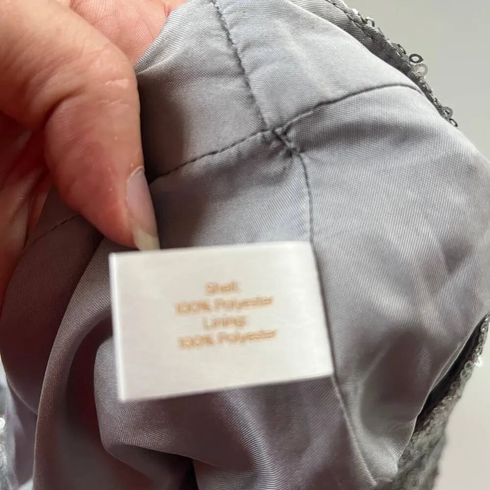 Decree Sequin Mini Skirt Sz M Silver Y2K Clubwear Festival Glam Party Bling - Image 9