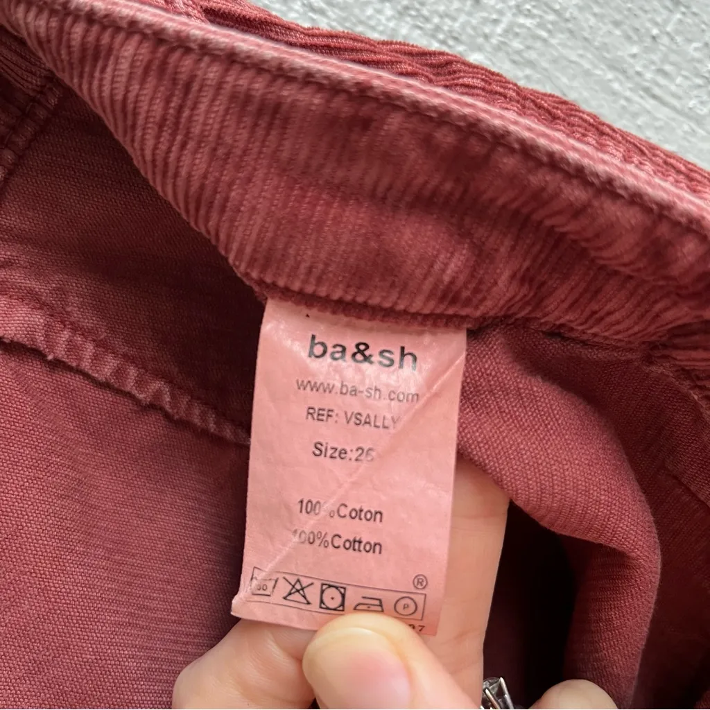 BA&SH Corduroy Maroon Pants Sally Boyfriend Tapered Leg Size 26 - Image 5