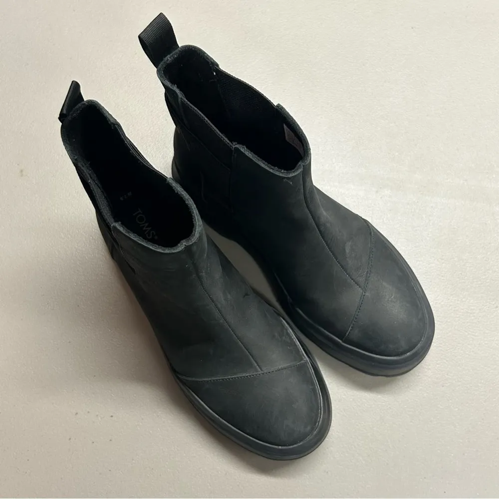 Toms Black Alpargata Combat Boot Stretchy Logo Strap Chunky Womens Size 7.5 - Image 2