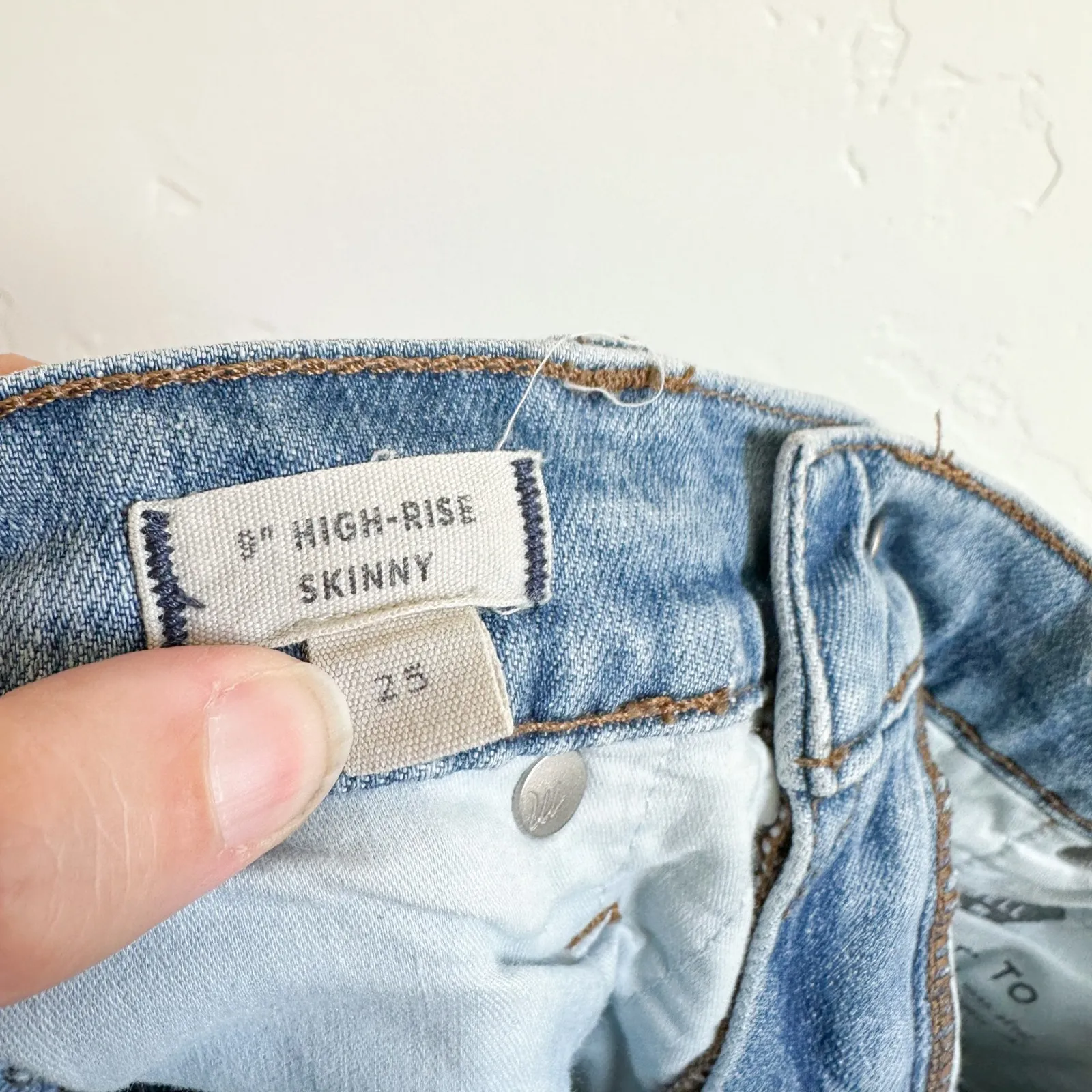 Madewell |‎ Cotton 9" High Rise Skinny Eco Denim Jeans in Regina Wash size 25 - Image 7