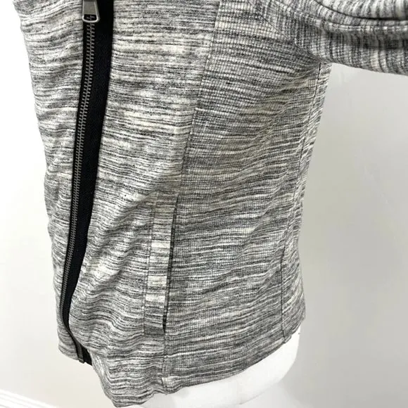 Knit Moto Jacket Asymmetric Zipper Sweatshirt Heather Grey Size Small - Image 6
