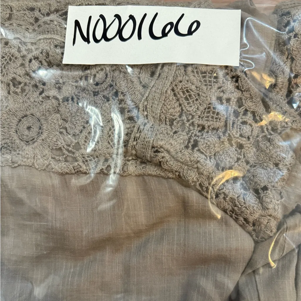 Anthropologie Odille Crochet Trim Tank Boho Chic Neutral Staple Sz 2 Gray - Image 10