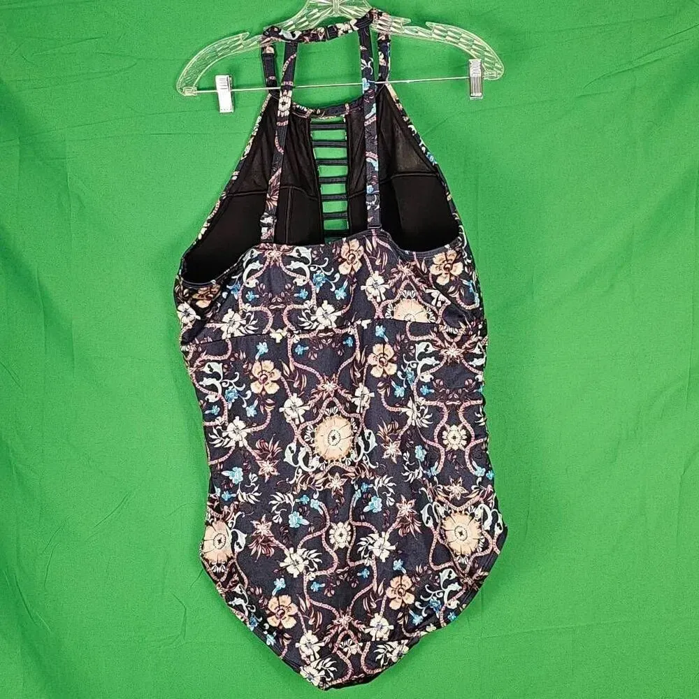 Swim By Cacique Womens Dark Blue Floral One Piece‎ Swimsuit 22 - Image 2