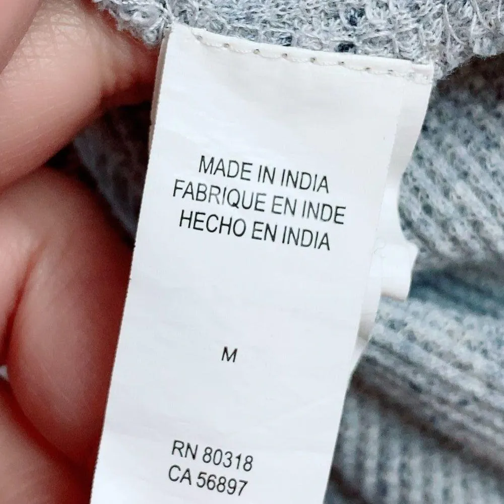 Medium LUCKY BRAND Ribbed Gray Button Up Long Sleeve Top Blouse Pullover Sweater - Image 6