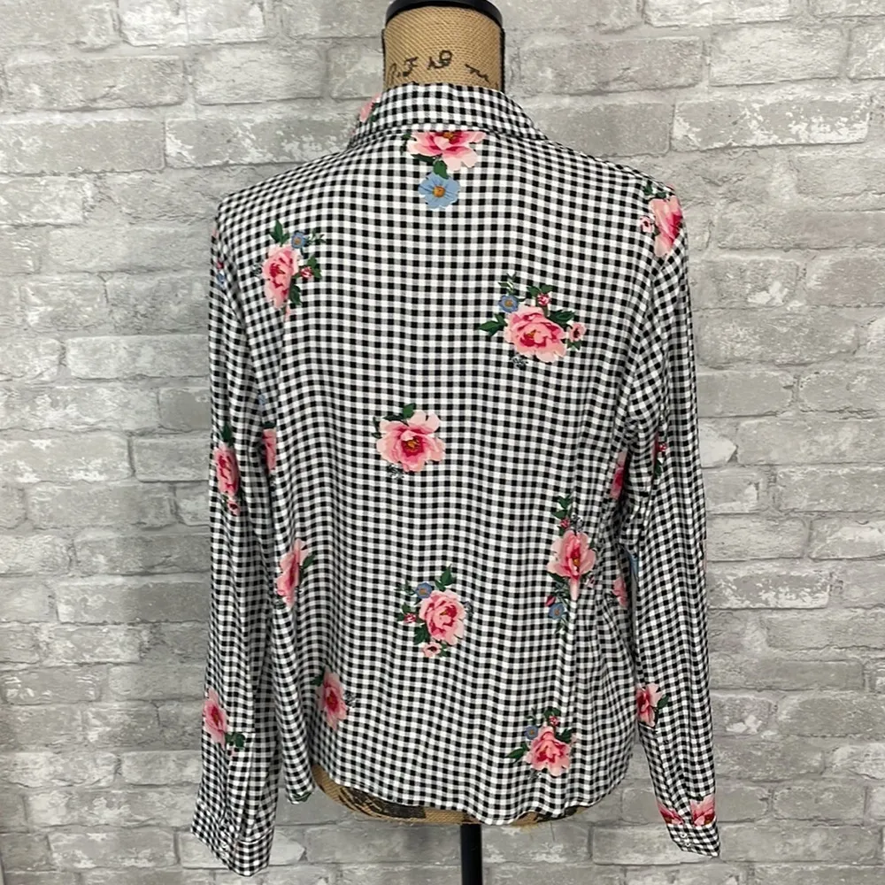 Divided  Checked Floral Button Down Shirt - Image 3