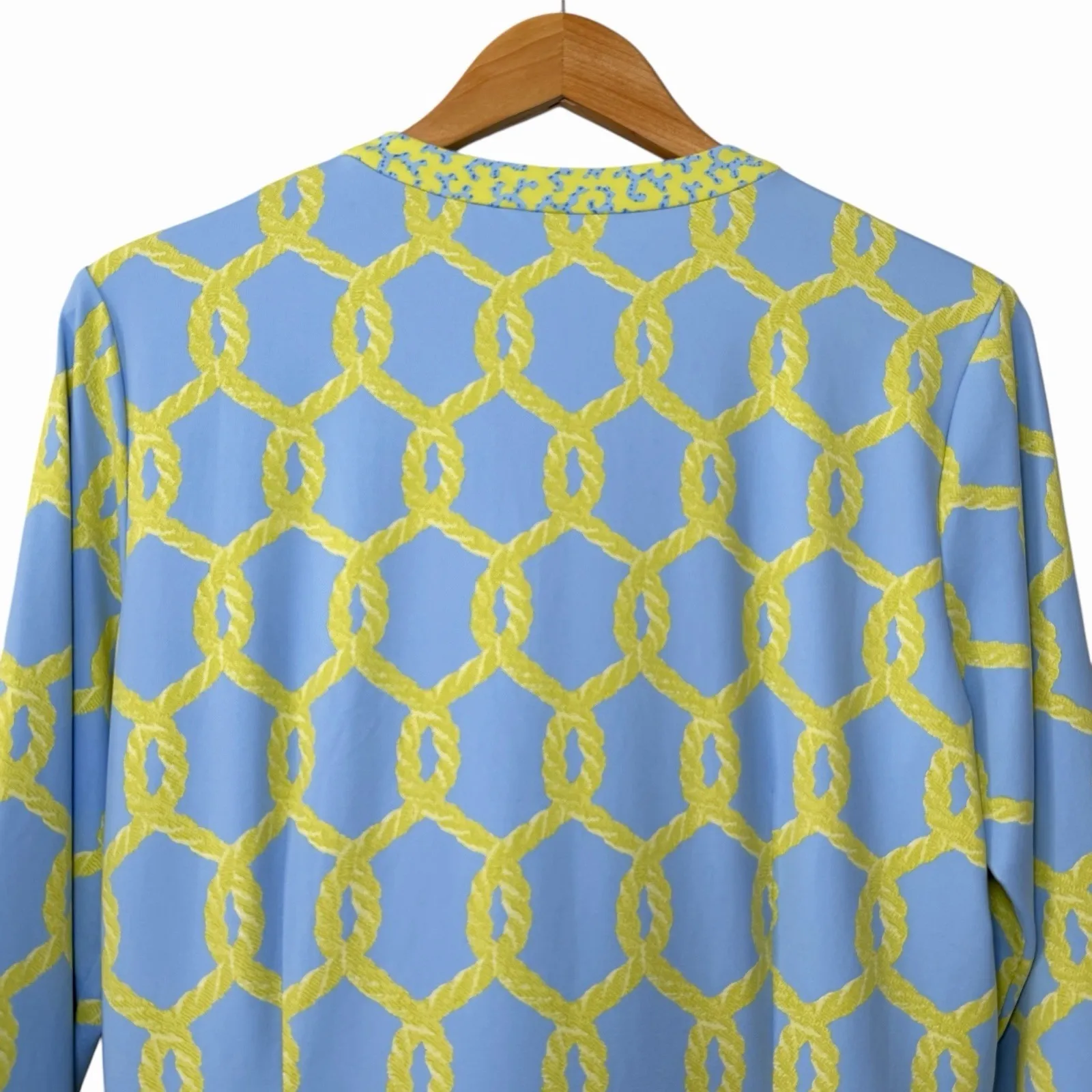 J.McLaughlin Womens Catalina Cloth Blue Yellow Chain Print Tunic L Resort Chic - Image 4