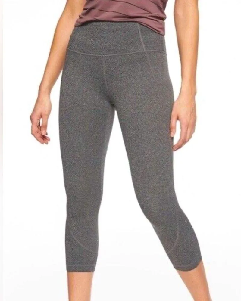 Athleta - High Rise Salutation Crop Leggings | Grey | Size Small - Image 2