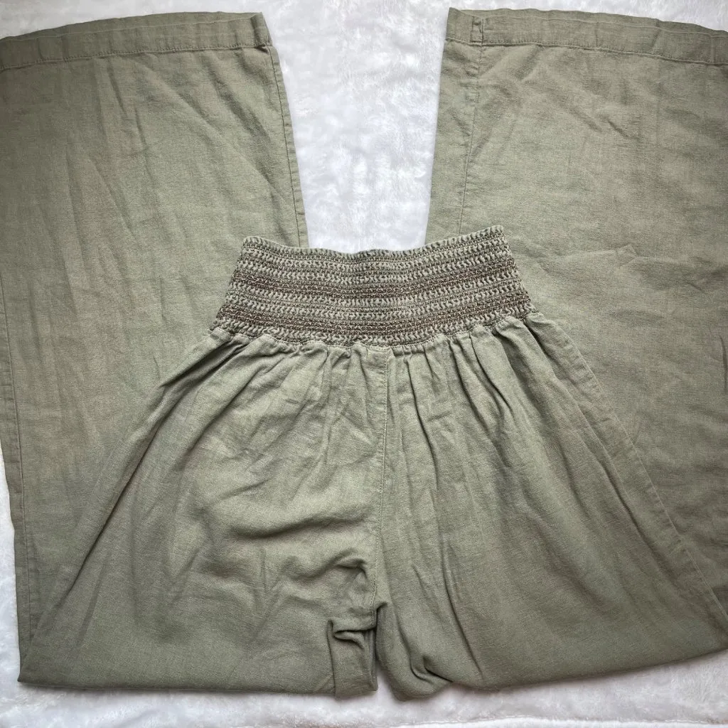 Rewash Brand Wide Leg Pants Women's‎ Size Large Ruched High Waist Linen Rayon - Image 4