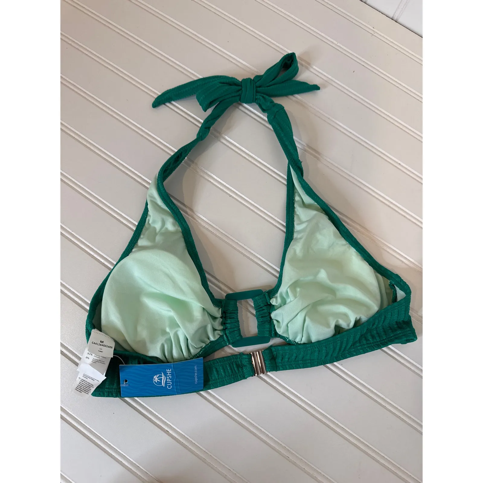 NWT Cupshe Lot of 3 Swim Bikini Tops - Black Green Blue Beach Surf Bundle Size M - Image 6
