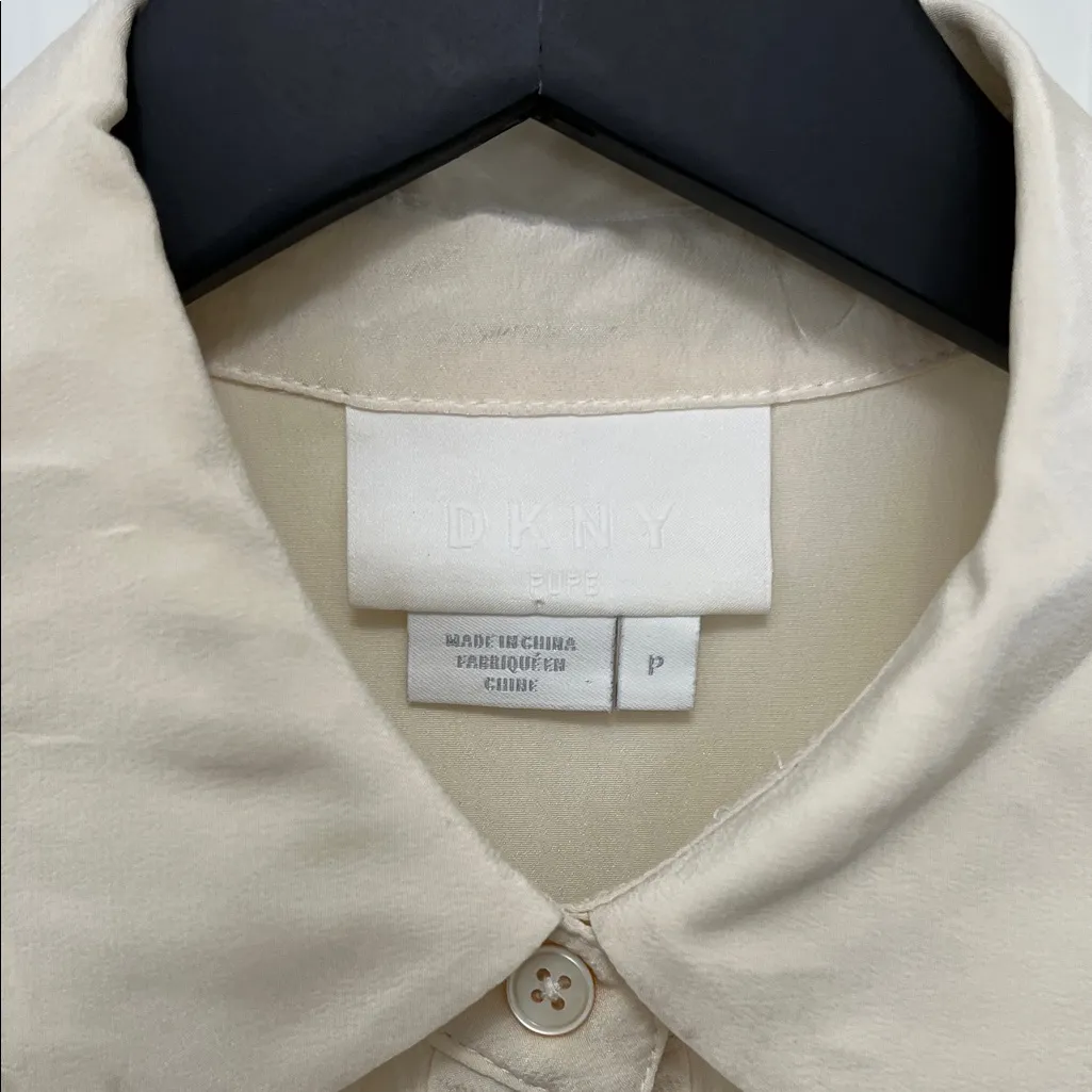 DKNY 100% Silk Sheer Organza Oversized Long Sleeve Blouse - Size Small - Image 14