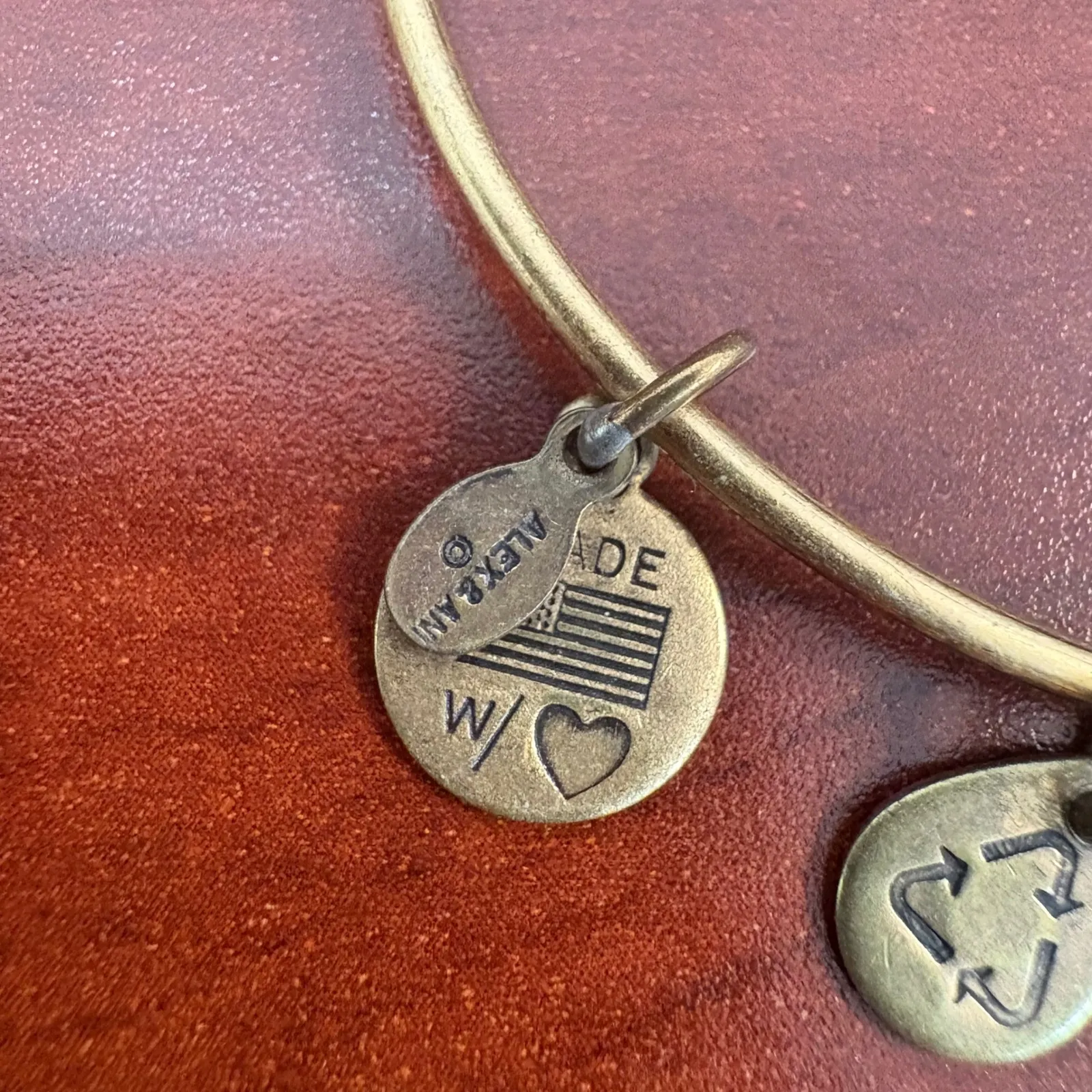 Alex and Ani Initial A‎ Charm Bangle Bracelet Bronze Tone Expandable - Image 5