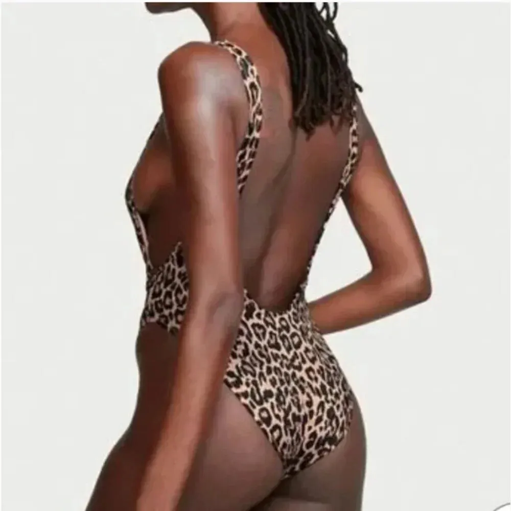 Victoria Secret Women's Leopard Shine Strap Plunge One-Piece Swimsuit‎ Si… - Image 6