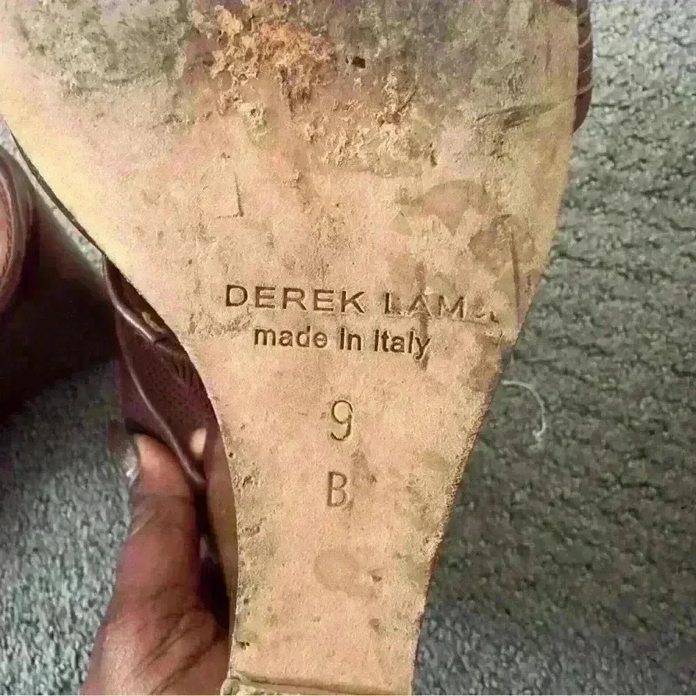 Derek Lam Burgundy Leather Perforated Lace Up Wedge Sandals Made in Italy Size 9 - Image 6