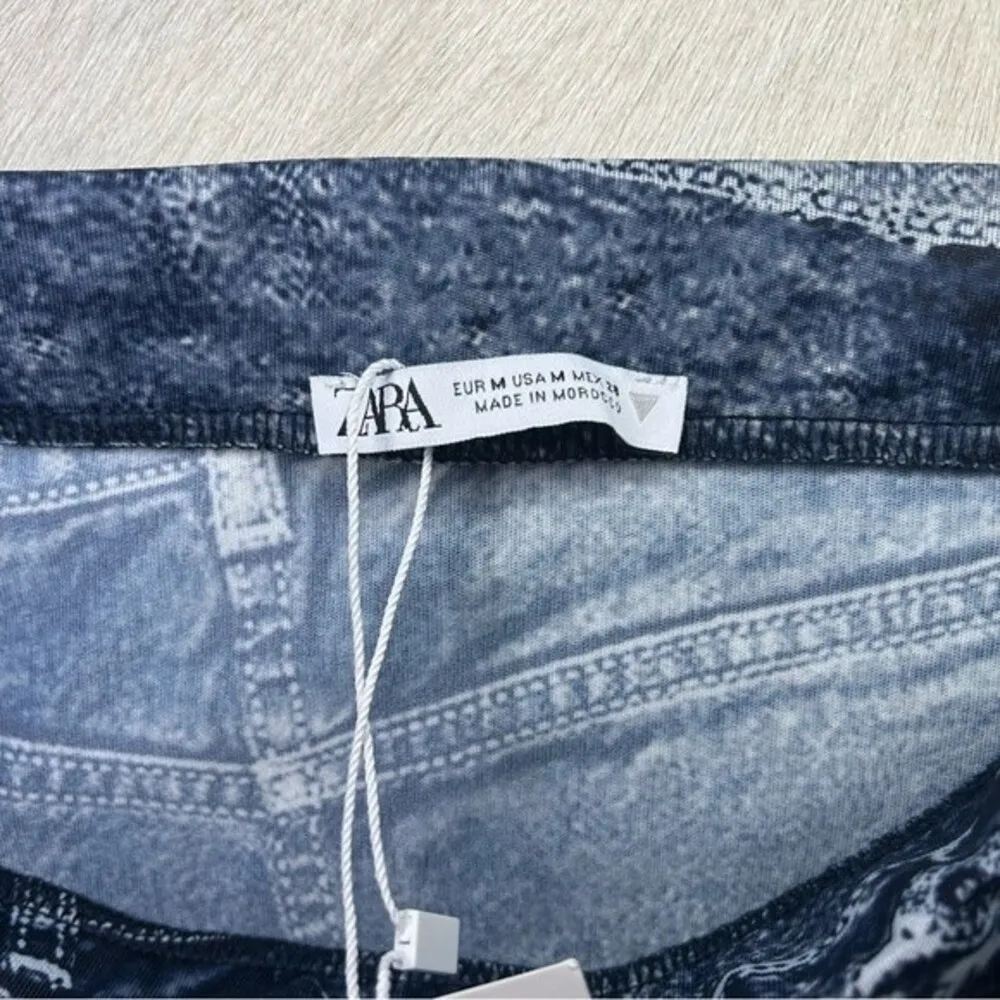 NEW ZARA Denim Effect blue high waisted midi skirt women's size medium - Image 10