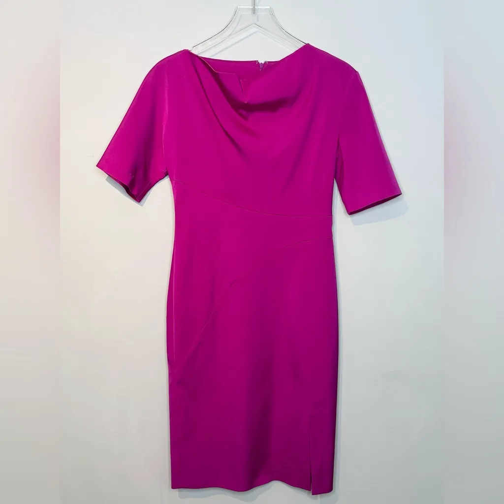 Hilton Hollis Magenta Fuchsia Pink Purple Midi Dress Size 4 - Image 12