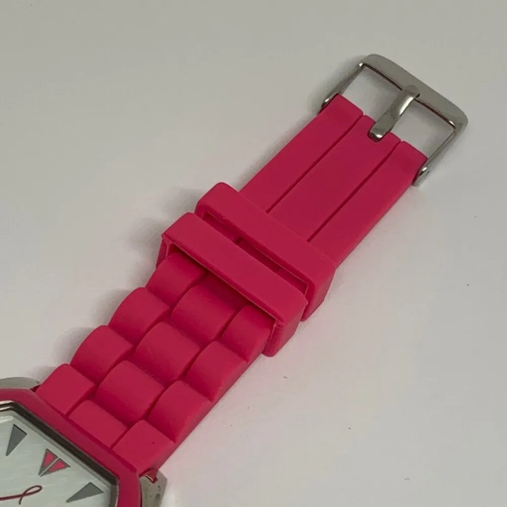 Avon Breast Cancer Crusade Pink quartz analog Watch Silicon band running - Image 4
