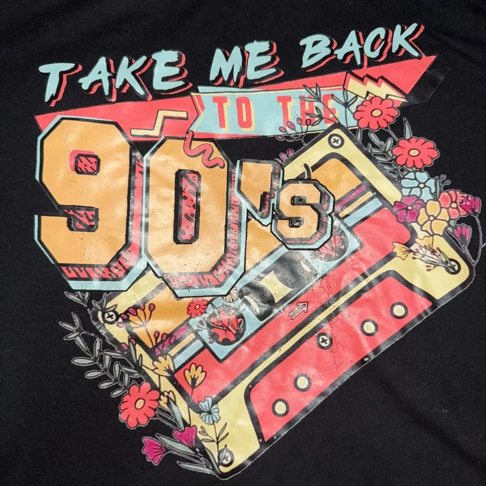 EZwear Audiotape And Letter Graphic Drop Shoulder Oversized Tee Graphic Women - Image 7