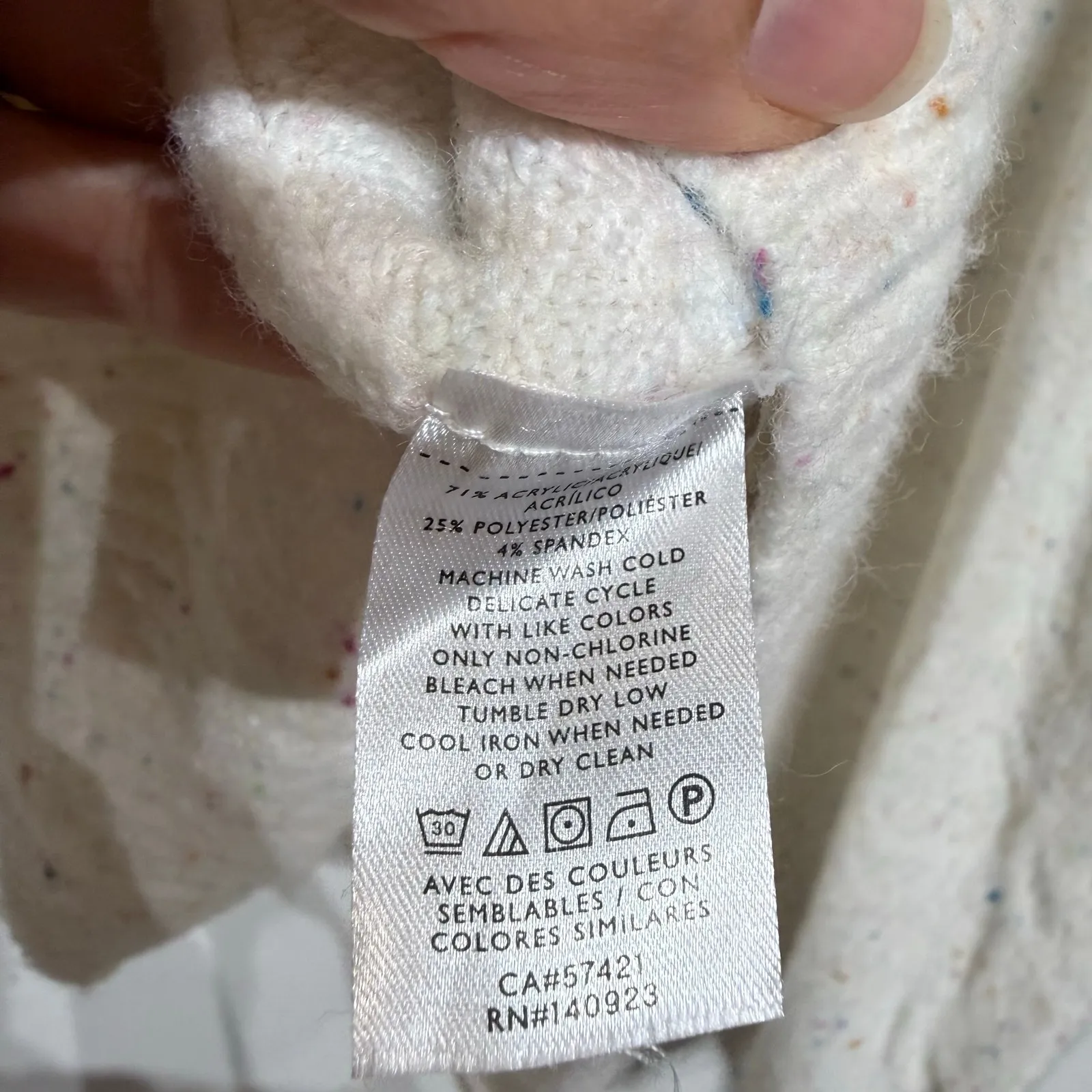 Loft White Speckled Cowl Neck Sweater Sz S - Image 6