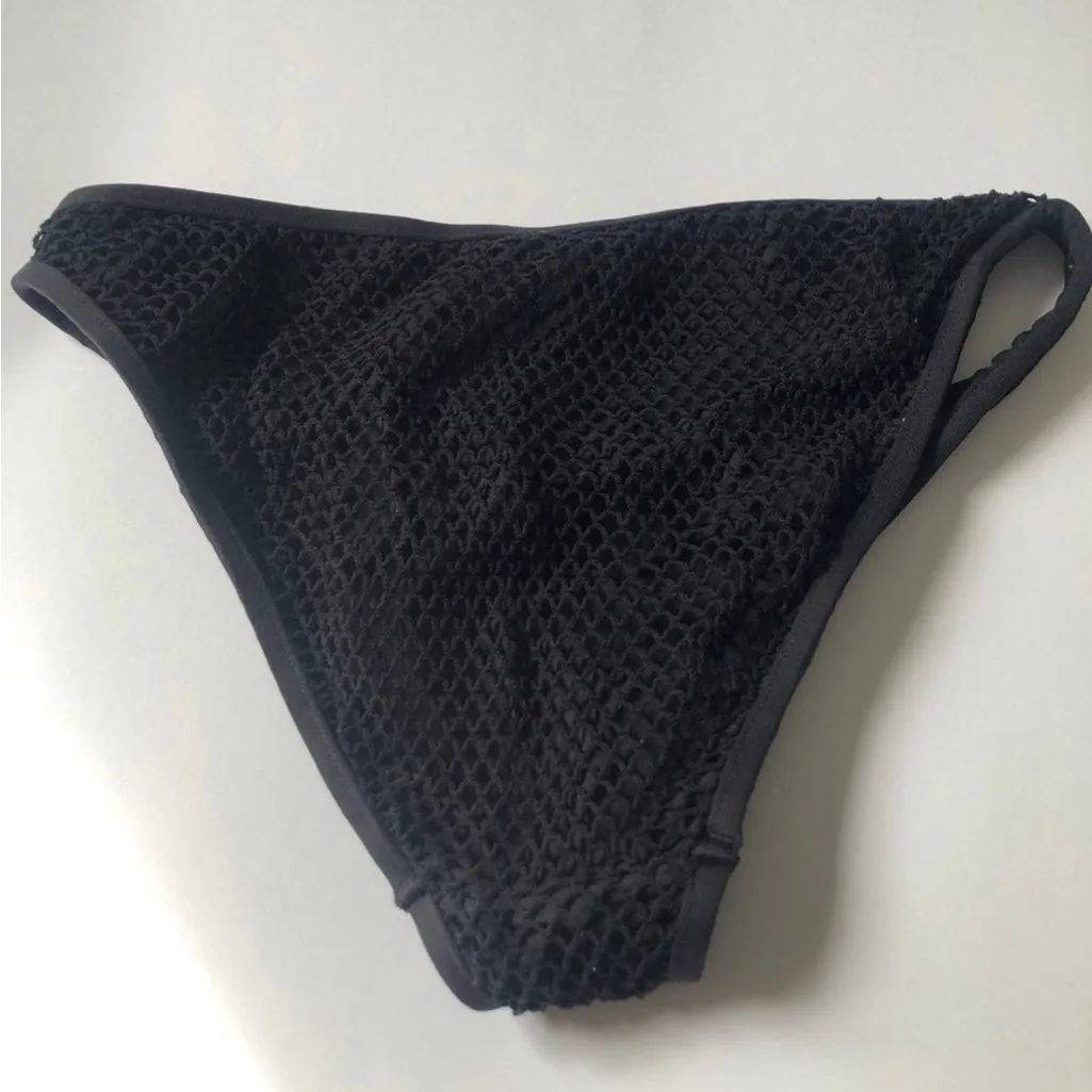 Y2K Rampage Black Crotchet Bikini Bottoms Sz M - Image 2