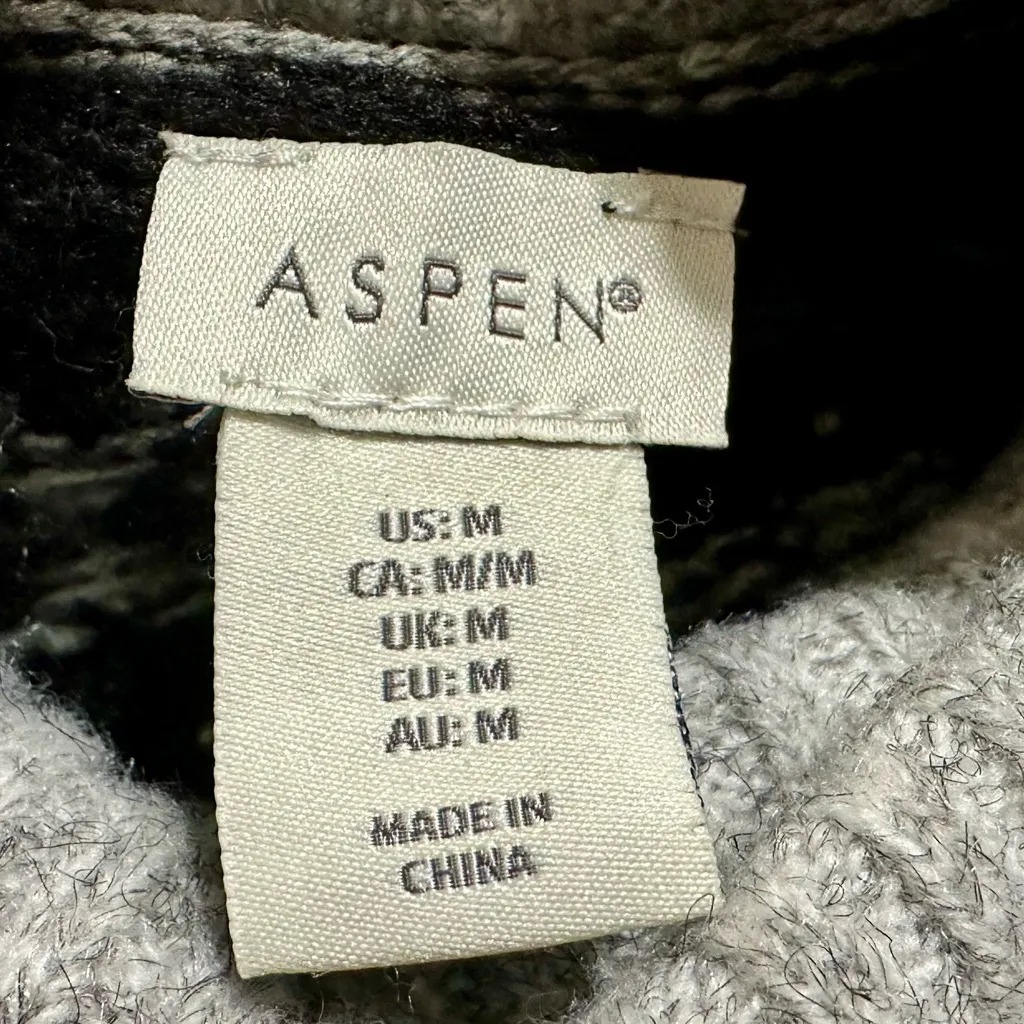 Aspen Fair Isle wool blend grey knit turtleneck sweater size Medium Gray - Image 6