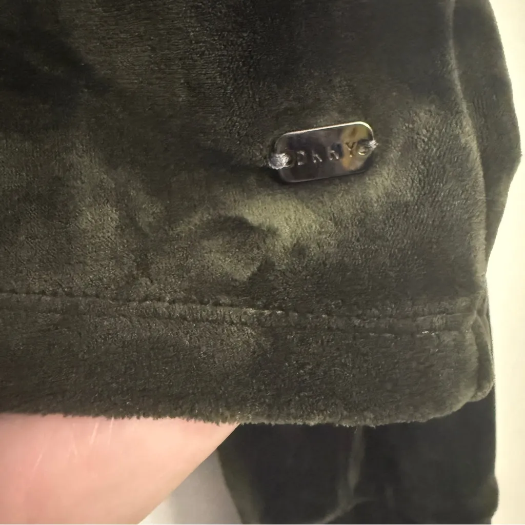 DKNY Sport Dark Green Velour Pullover Hoodie Womens XL - Image 3