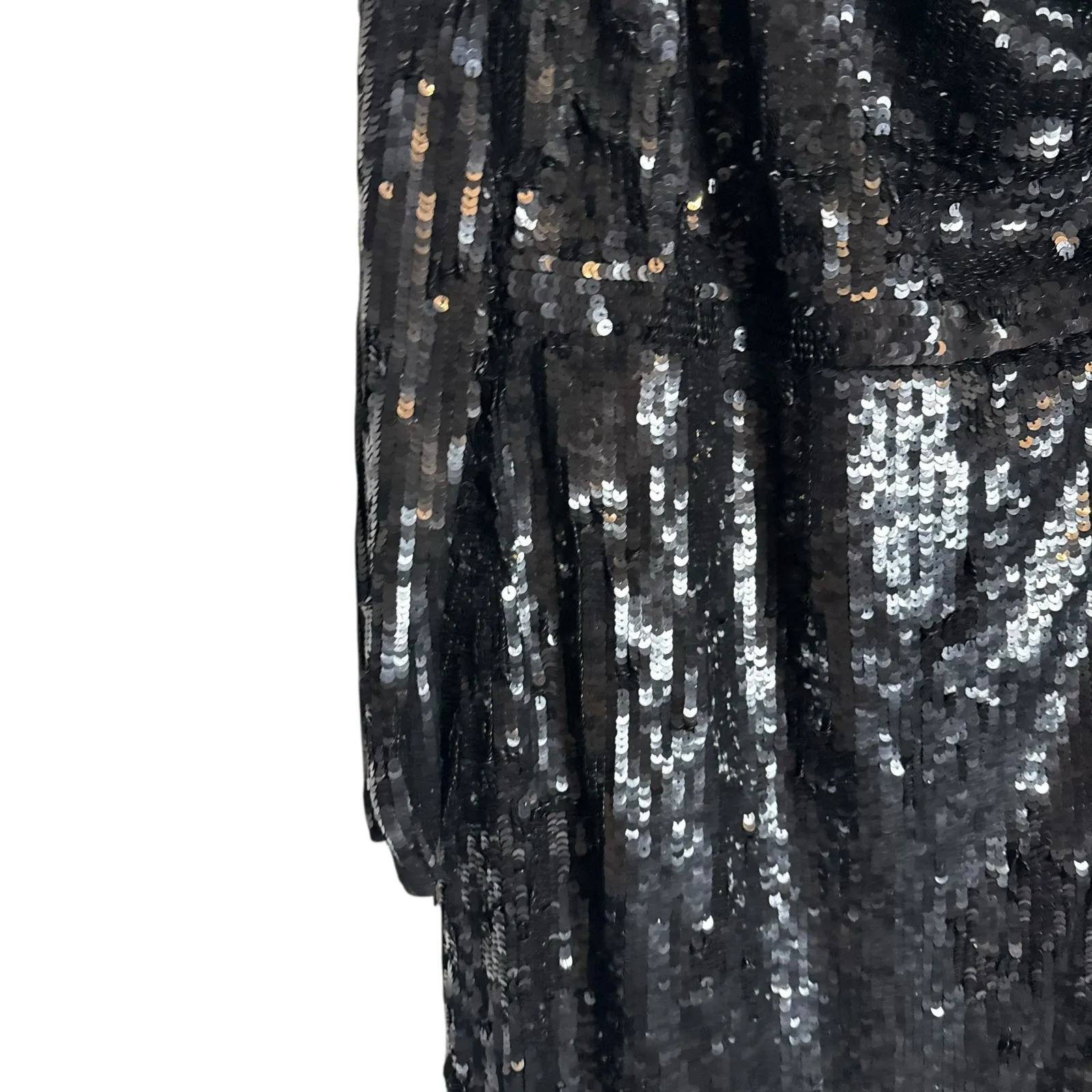 Mac Duggal Black One Shoulder Sequin Slit Column Evening Formal Gown 12 - Image 3