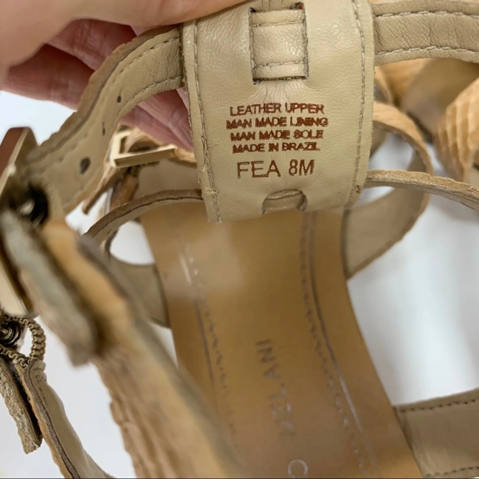 Antonio Melani Fea 8 Tan Nude Snake Print Sandals - Image 5