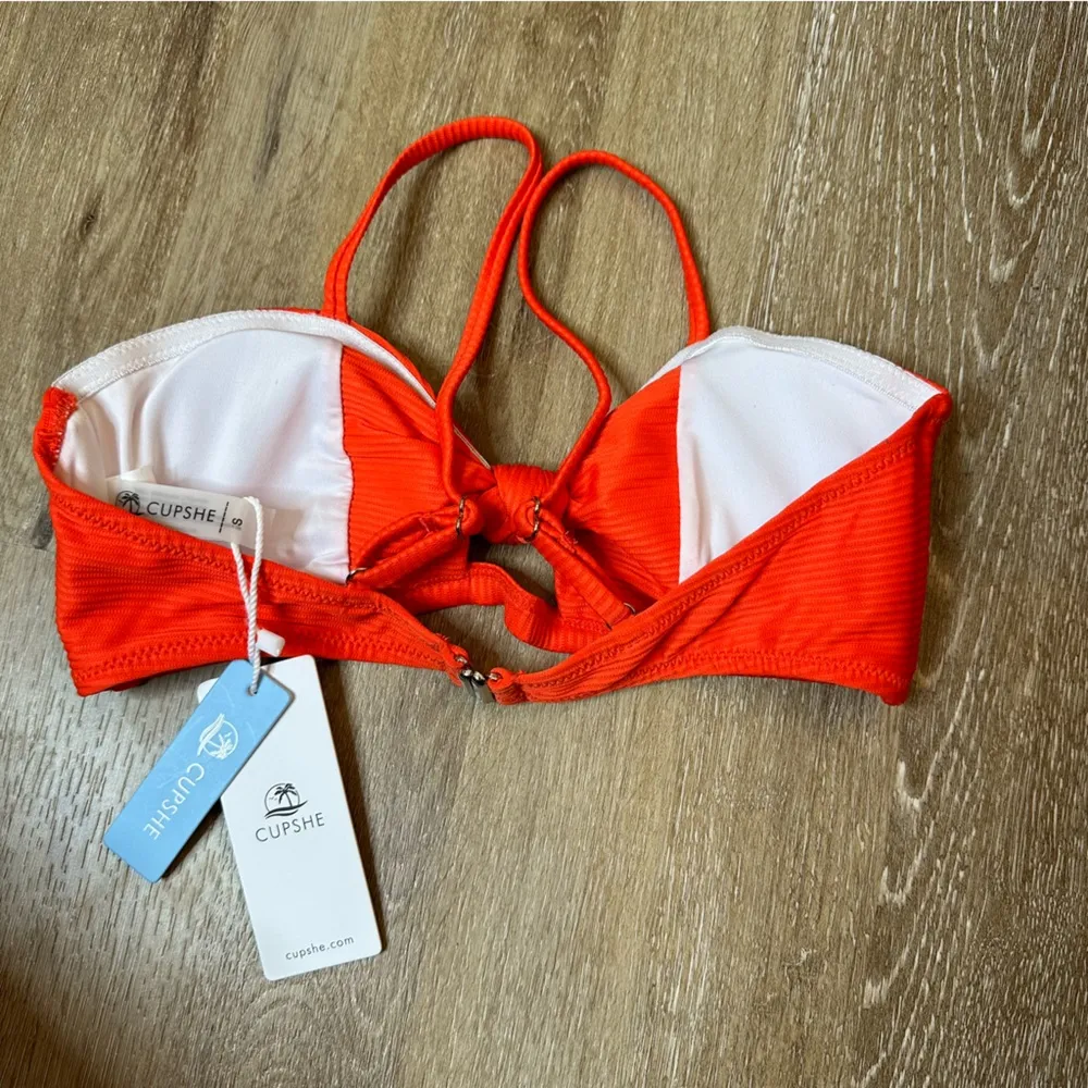 NWT Cupshe Orange Red Bikini Top Bathing Suit Small - Image 2