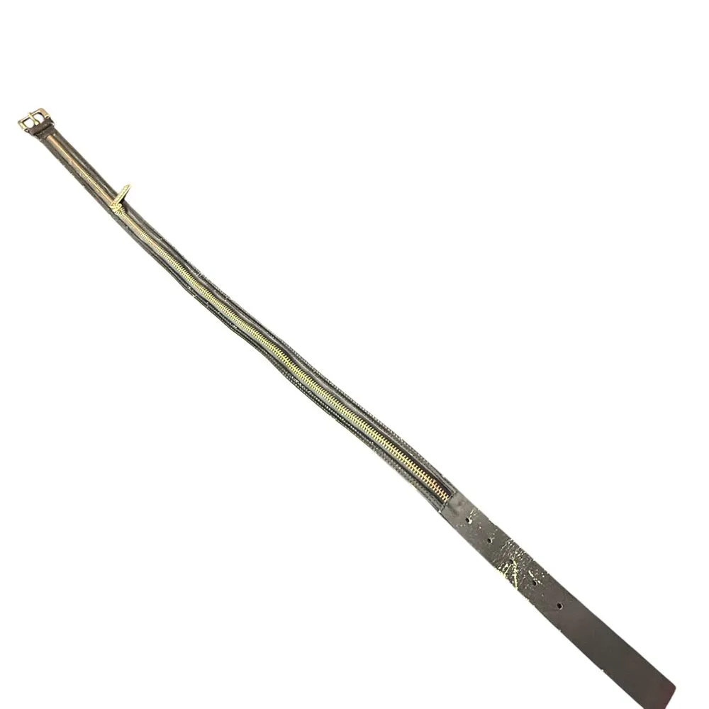 Michael Kors Black Leather Belt Gold Buckle Zipper Detail‎ Women Size L FLAW - Image 10