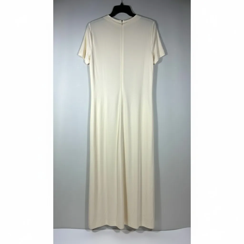 Oscar de la Renta Painted Rose Stretch Jersey Maxi Dress Ivory Size 10 NWT - Image 8