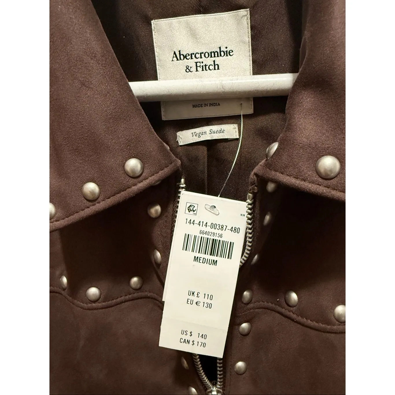 Abercrombie & Fitch vegan suade slim zip jacket M - Image 4