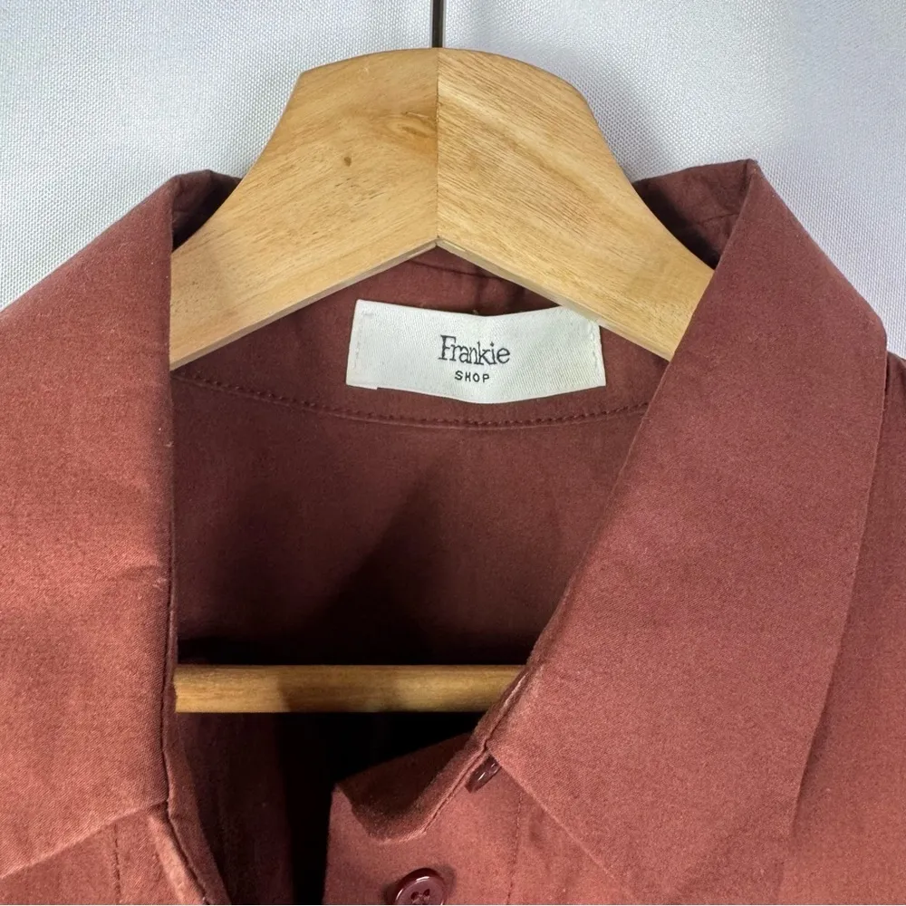 The Frankie Shop Terracotta Orange Karole Long Sleeve Shirt Dress M - Image 4