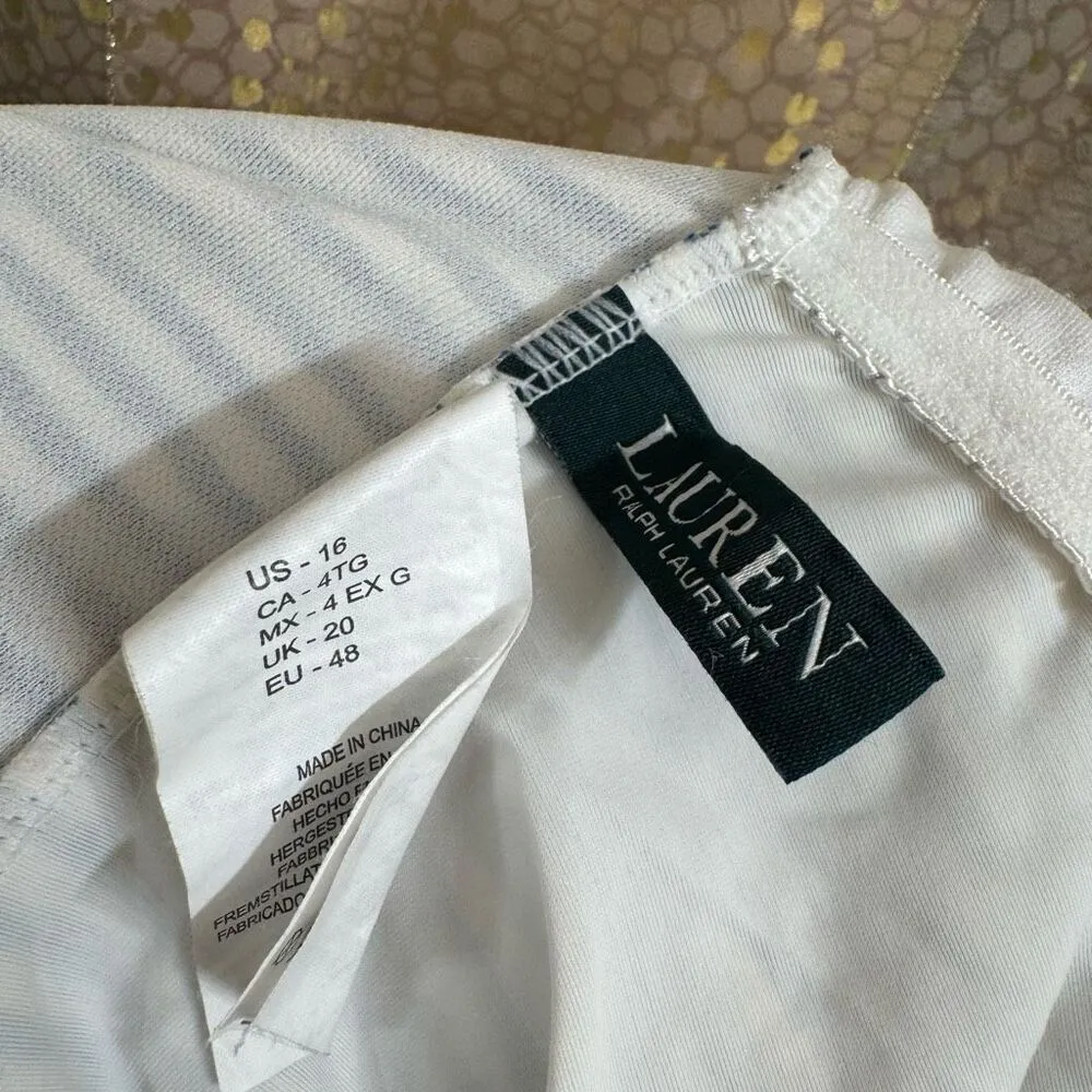 LAUREN Ralph Lauren Blue Striped Lace Up Back One Piece Swimsuit Size 16 - Image 7