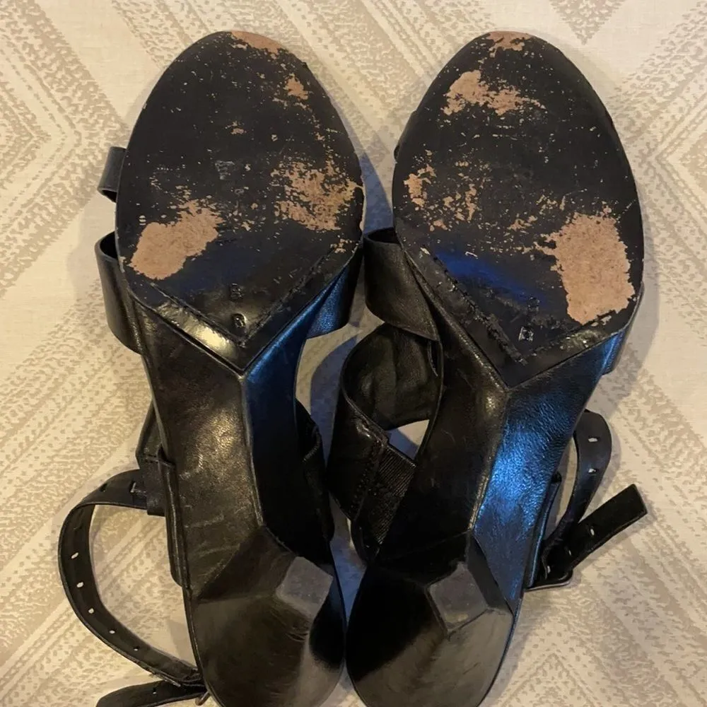 Belle by Sigerson Morrison Black Leather Ankle Strap Sandals Black Size 8 - Image 7